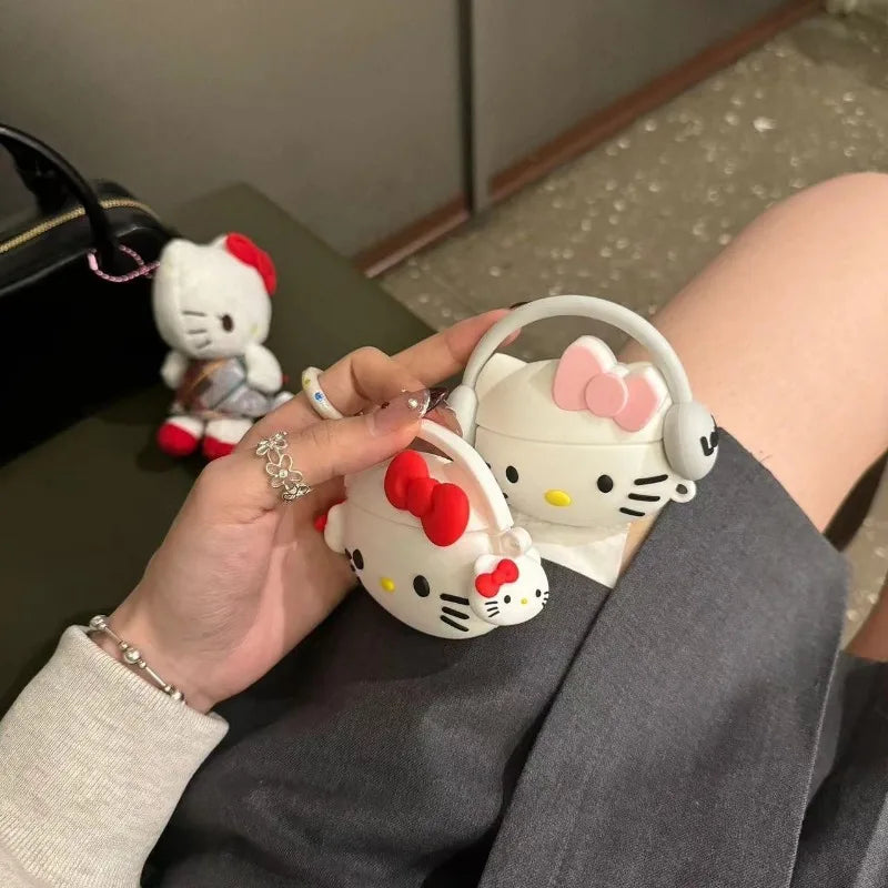 Sanrios Hello Kitty Earphone Case Cover Accessories Cute Silicone All Inclusive Anti-fall Shell for AirPods 1/2/3 Pro/2 PC Case