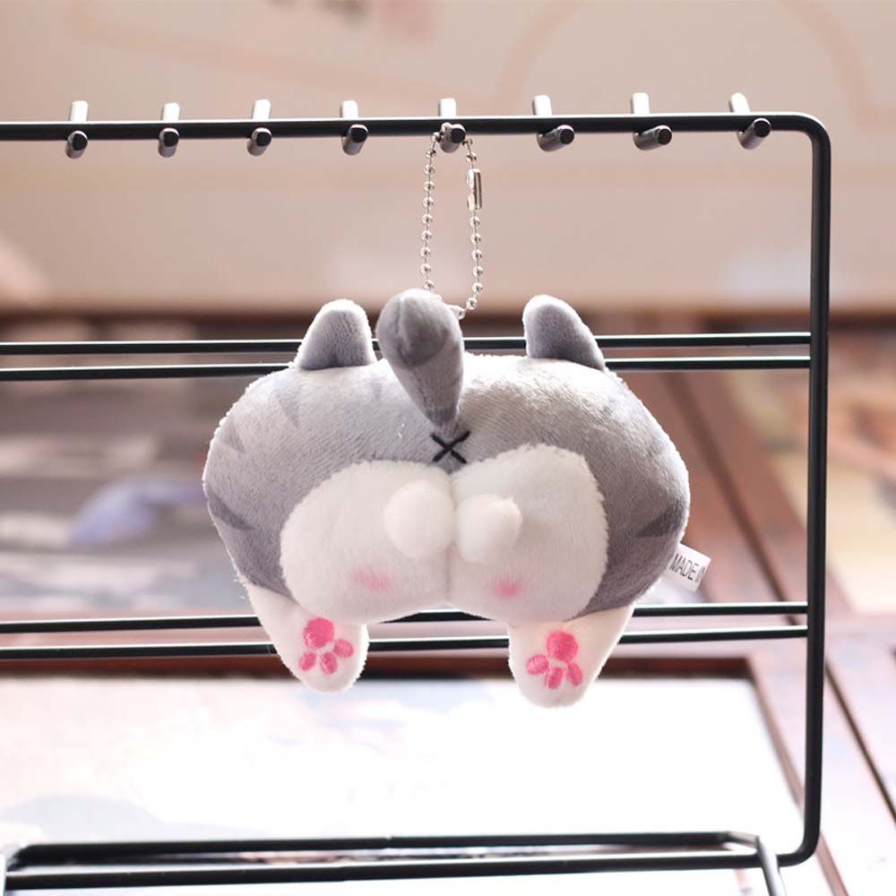 New Plush Cat Ass Keyring Cartoon Corgi Dog Ass Keychain