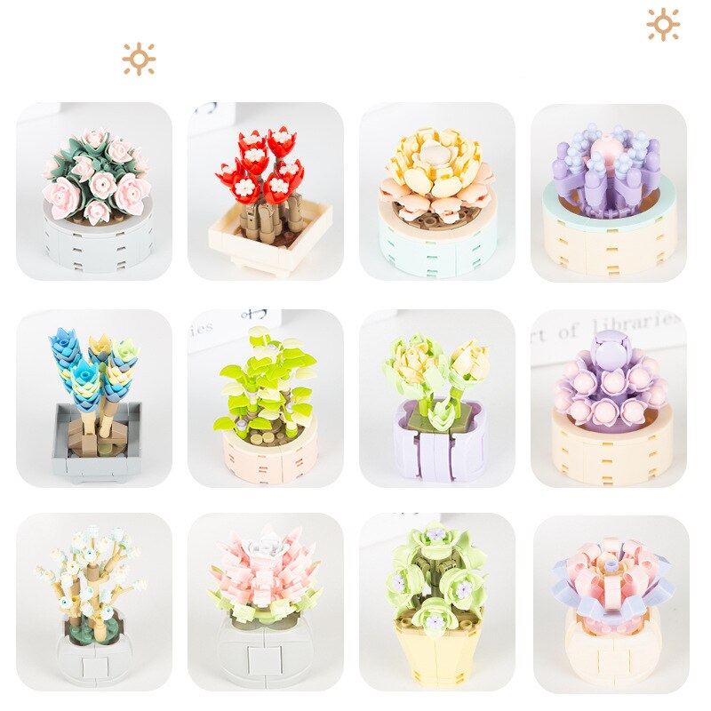 DIY Potted Plants  Building Blocks Model Bricks Kids Sets Kits Toys