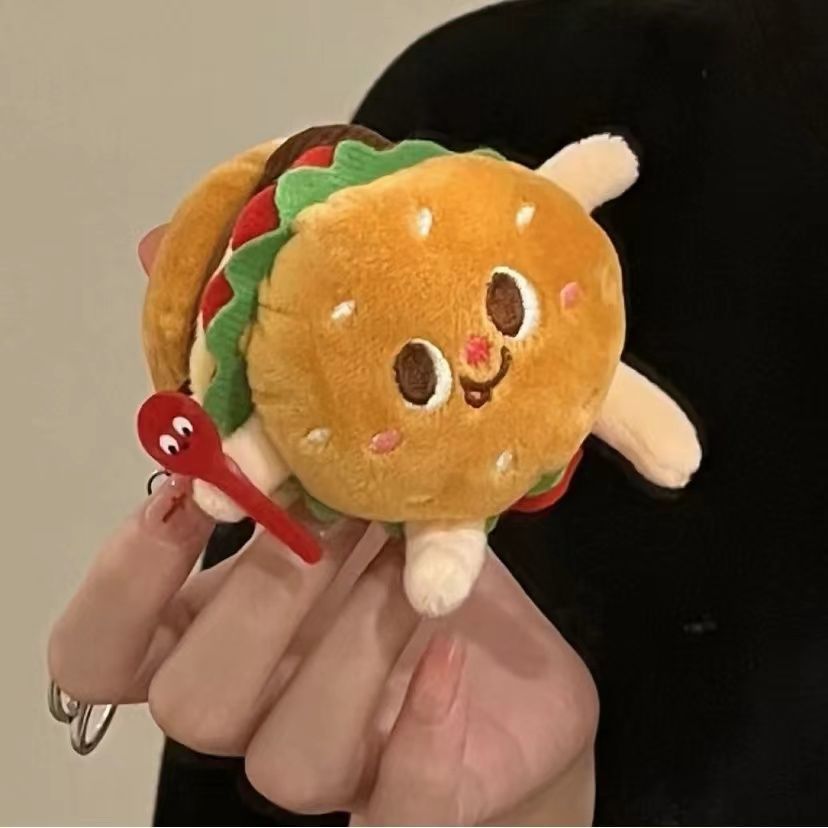 Cute  Food Pendant Kawaii Fries Hamburger Shoulder Bag Pendant Keychain Gift Toys