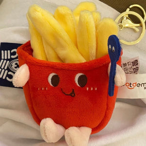 Cute  Food Pendant Kawaii Fries Hamburger Shoulder Bag Pendant Keychain Gift Toys