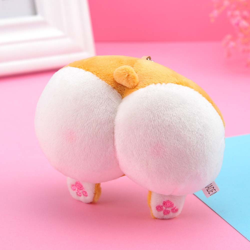 New Plush Cat Ass Keyring Cartoon Corgi Dog Ass Keychain