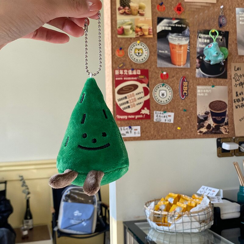 Creative Cute Funny Spoof Pine Tree Bag Pendant Dorky Christmas Tree Plush Doll Couple Keychain Charm Send Friends Gifts