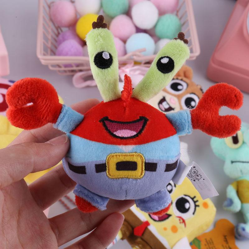 Kawaii Spongebobs Plush Backpack Keychain Toys  Bag Pendt Ornaments