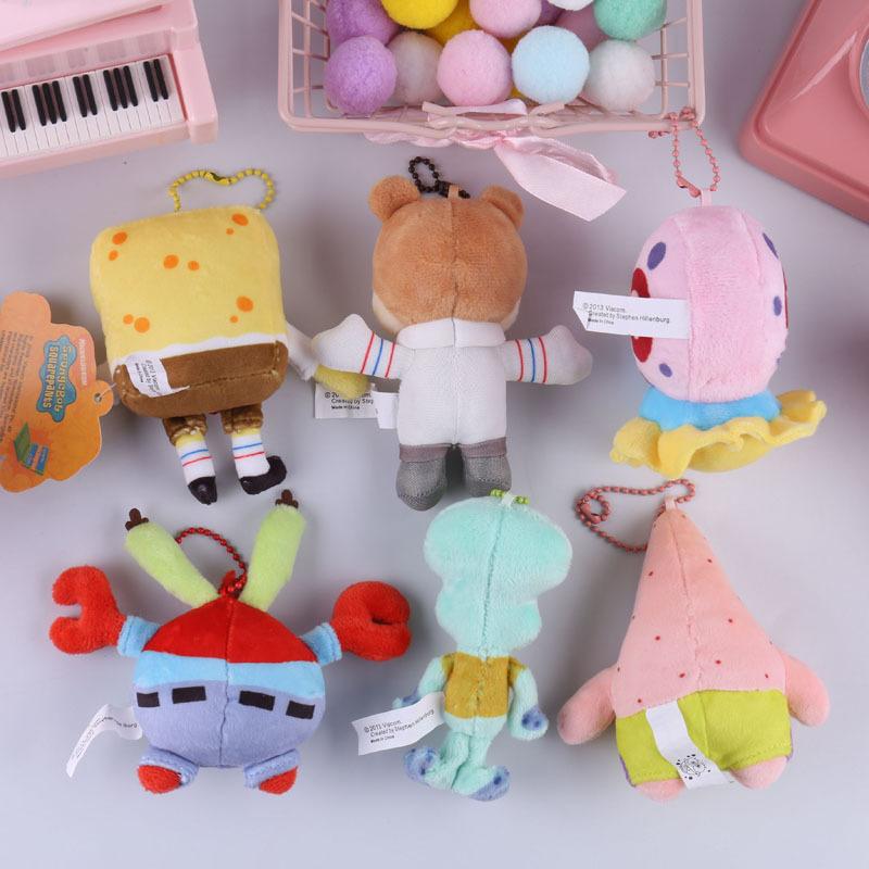 Kawaii Spongebobs Plush Backpack Keychain Toys  Bag Pendt Ornaments