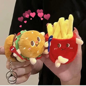 Cute  Food Pendant Kawaii Fries Hamburger Shoulder Bag Pendant Keychain Gift Toys