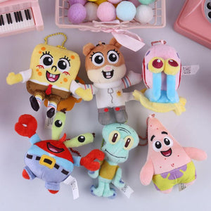 Kawaii Spongebobs Plush Backpack Keychain Toys  Bag Pendt Ornaments