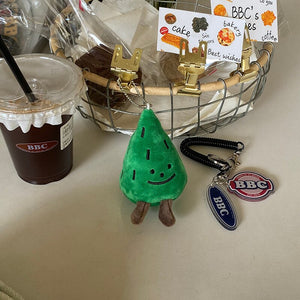 Creative Cute Funny Spoof Pine Tree Bag Pendant Dorky Christmas Tree Plush Doll Couple Keychain Charm Send Friends Gifts