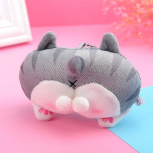 New Plush Cat Ass Keyring Cartoon Corgi Dog Ass Keychain