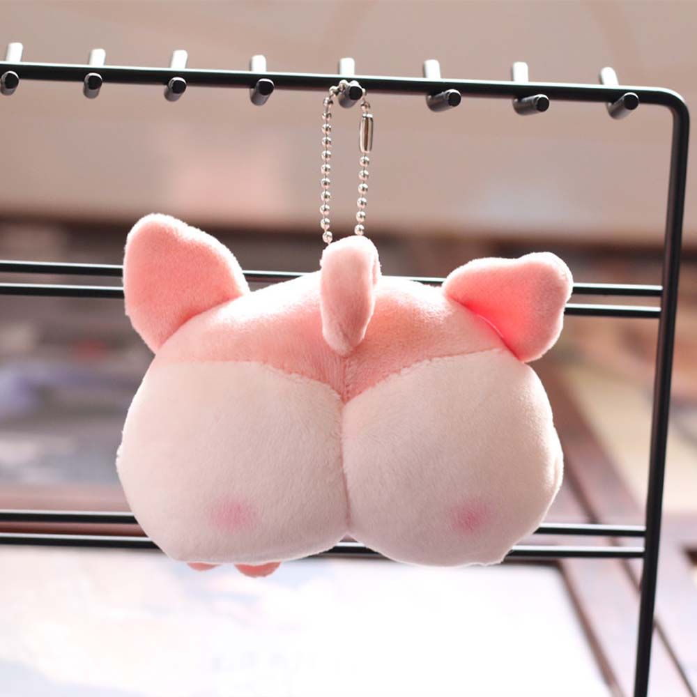 New Plush Cat Ass Keyring Cartoon Corgi Dog Ass Keychain