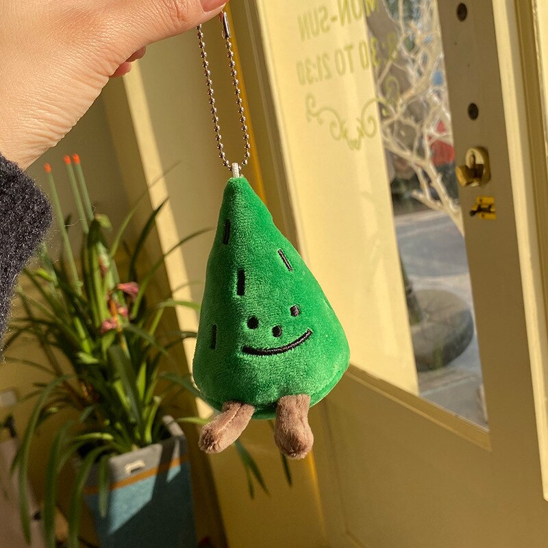 Creative Cute Funny Spoof Pine Tree Bag Pendant Dorky Christmas Tree Plush Doll Couple Keychain Charm Send Friends Gifts